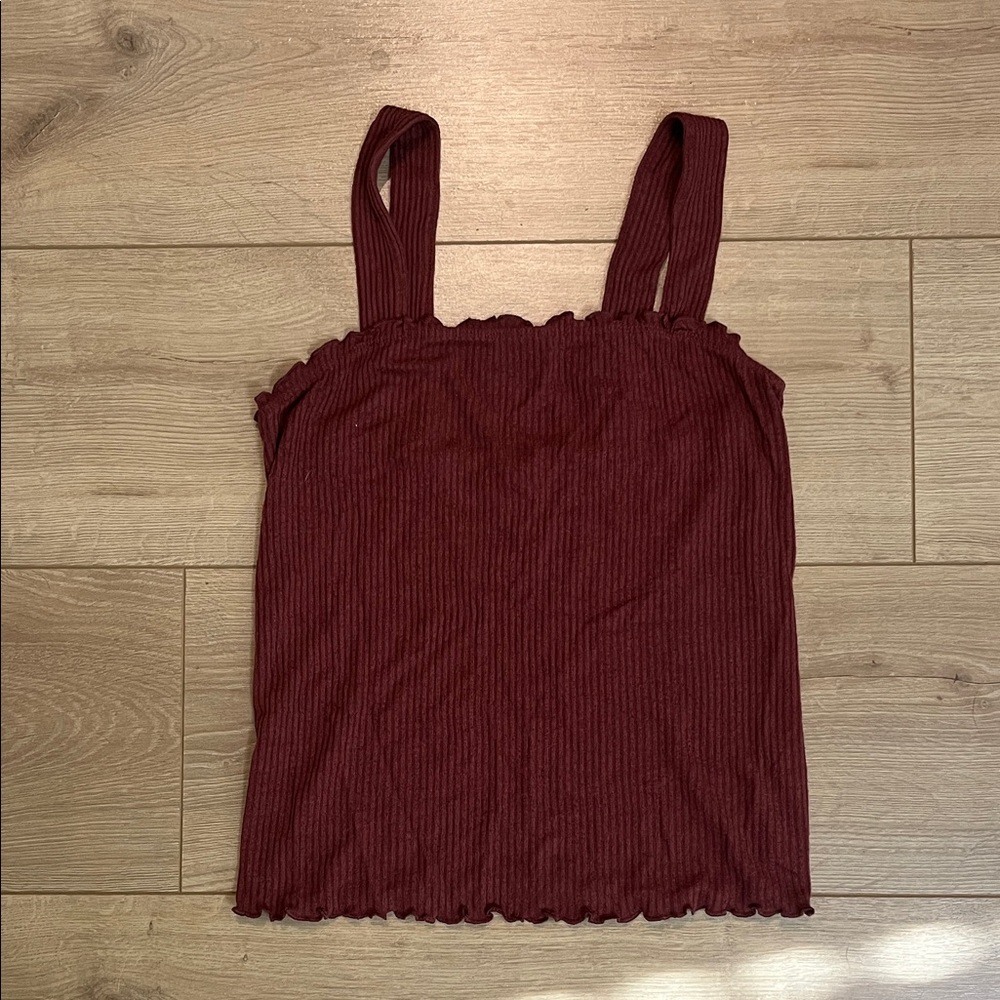 American Eagle Outfitters Maroon Ribbed Tank Top